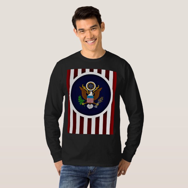 Camiseta Capa longa dos homens do império americano (Frente Completa)