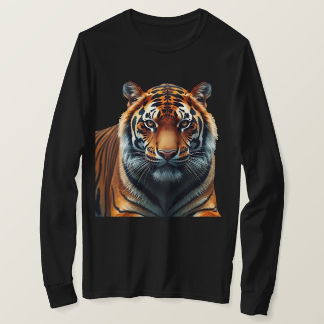Camiseta Capa longa majestosa do Tigre (Frente do Design)