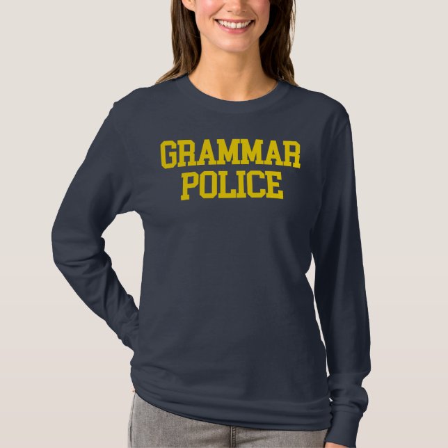 Camiseta Capa longa T da polícia da gramática (Frente)