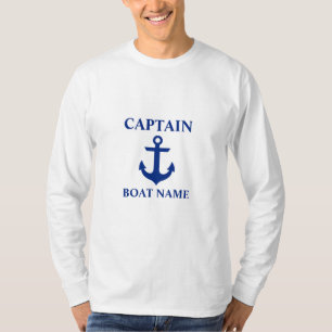 Camiseta Capa náutica do capitão Barco Nome Âncora Longo