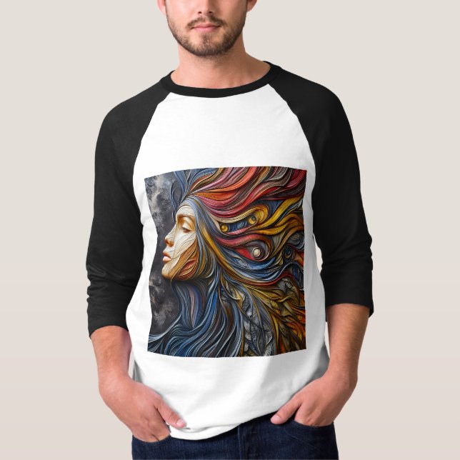 Camiseta Capa Raglan Tee Com Expressão De Arte -5 (Frente)