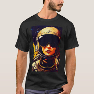 Camiseta Capacete de Astronauta Vestido por Mulher