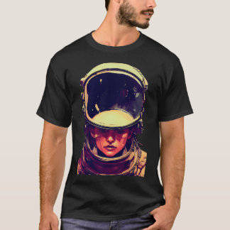 Camiseta Capacete de Astronauta Vestido por Mulher