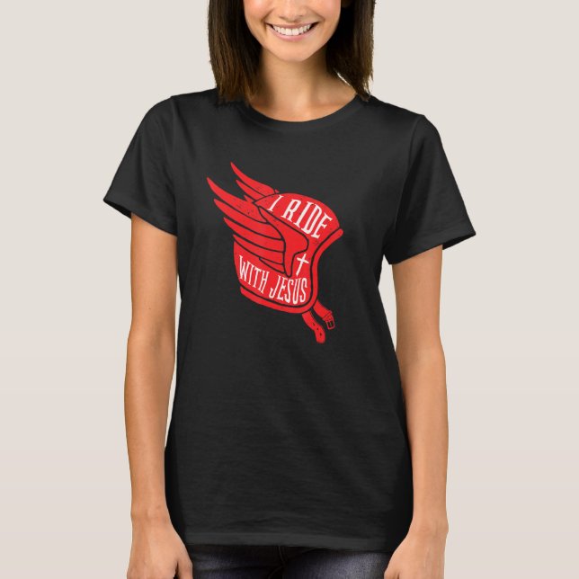 Camiseta Capacete de Ciclomotor Antigo Eu Ando Com Jesus (Frente)