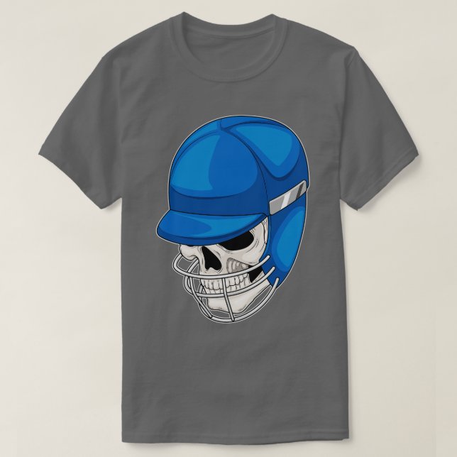 Camiseta Capacete de Críquete Crânio (Frente do Design)