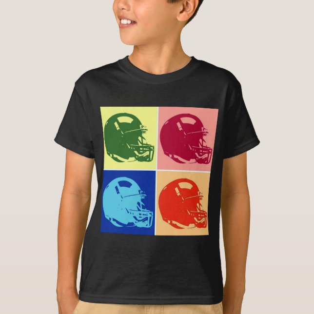 Camiseta Capacete de futebol de Pop de quatro cores (Frente)