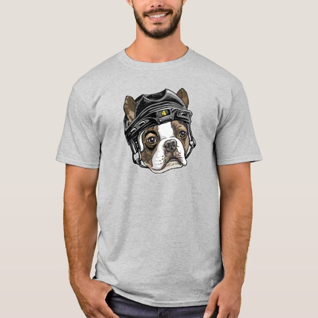 Camiseta Capacete de Hóquei Negro de Boston Terrier (Frente)