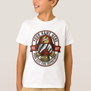Camiseta Capacete de Máscara de Bombeiro Personalizado NAME