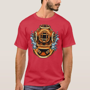 Camiseta Capacete de mergulhador de águas profundas vintage