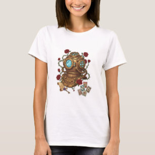 Camiseta Capacete de mergulhador Steampunk Fantasia Ilustra