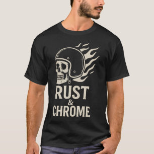 Camiseta Capacete de Motociclista Caveira Cromada Ferrugem