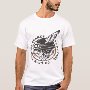 Camiseta Capacete De Motoqueiro Caveira Com Asas. Símbolo E