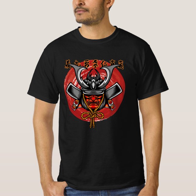 Camiseta Capacete de Samurai Retro - Design de Samurai Perf (Frente)