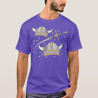 Camiseta capacete de vibração e padrão de espadas