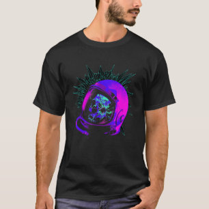 Camiseta Capacete Espacial do Astronauta Vaporwave com S Cr
