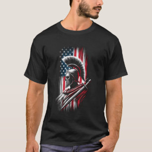 Camiseta Capacete Spartan Warrior Patriótico Americano