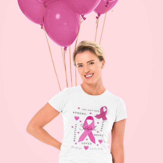 Camiseta Capacitação da T-shirt do Cancer de mama (Empower someone with cancer with this personalized t-shirt! Matching collection available! )
