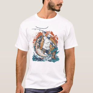 Camiseta Capas de pesca, Homem-Fisher em ambos