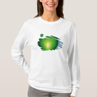 Camiseta Capas longas das senhoras Hoody, trevo verde