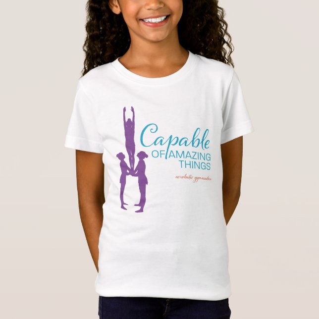 Camiseta Capaz de surpreender o t-shirt do acro das meninas (Frente)