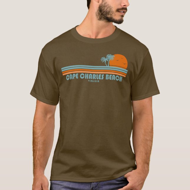 Camiseta Cape Charles Beach Virginia Sun Palm Trees (Frente)