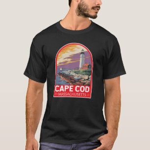 Camiseta Cape Cod Massachusetts Emblema de Arte de Viagem