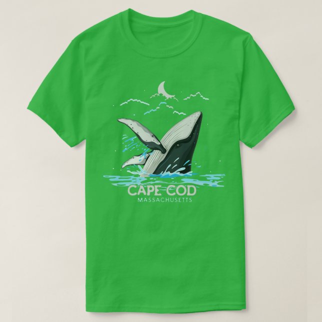 Camiseta Cape Cod Massachusetts Whale Assistindo Humpback W (Frente do Design)