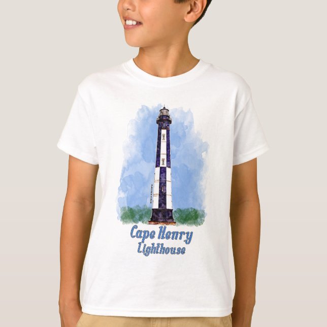 Camiseta Cape Henry Lighthouse Watercolor - Virgínia (Frente)