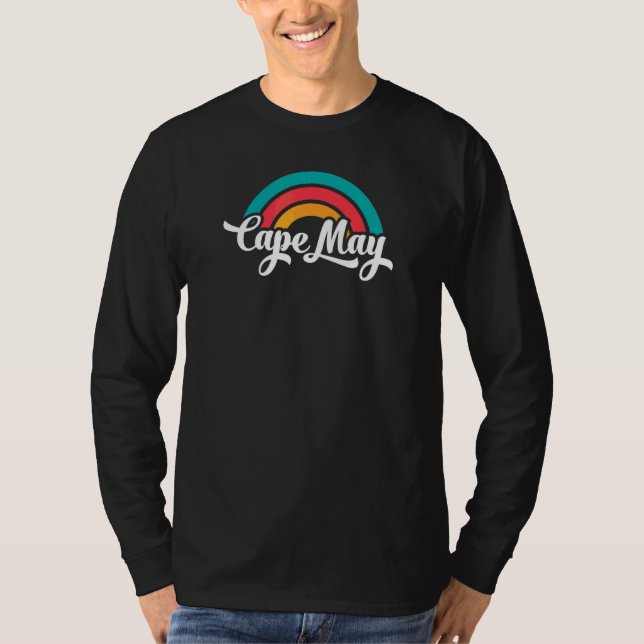 Camiseta CAPE MAY NJ Roteiro Retro Com Arco-íris 13 (Frente)