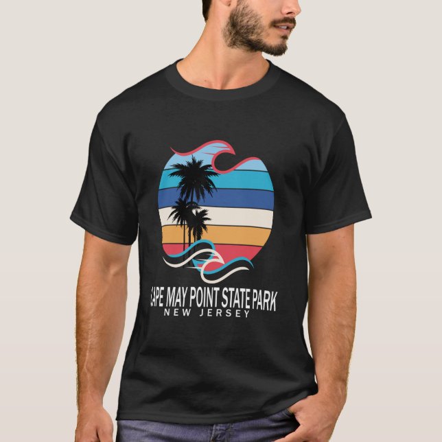 Camiseta Cape May Point State Park New Jersey Beach Surfing (Frente)