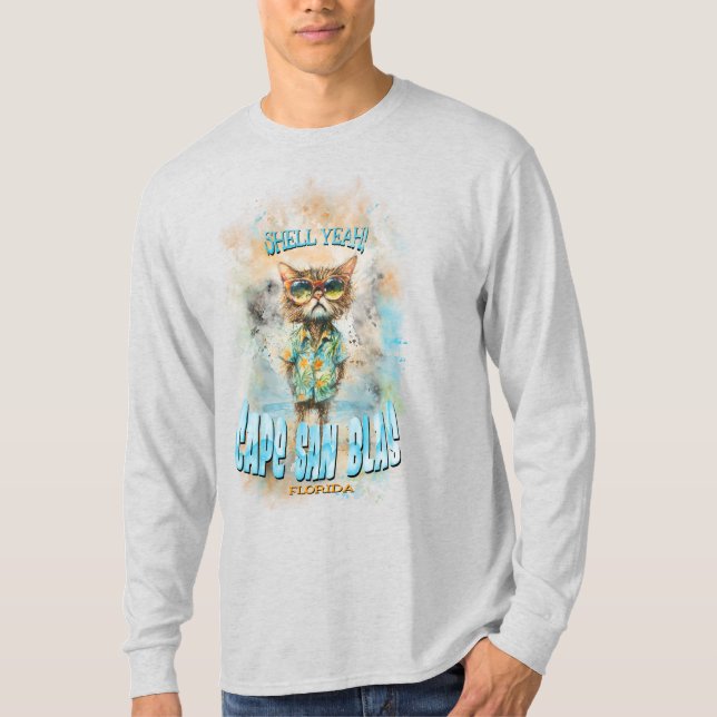 Camiseta Cape San Blas Florida Beach Cat (Frente)