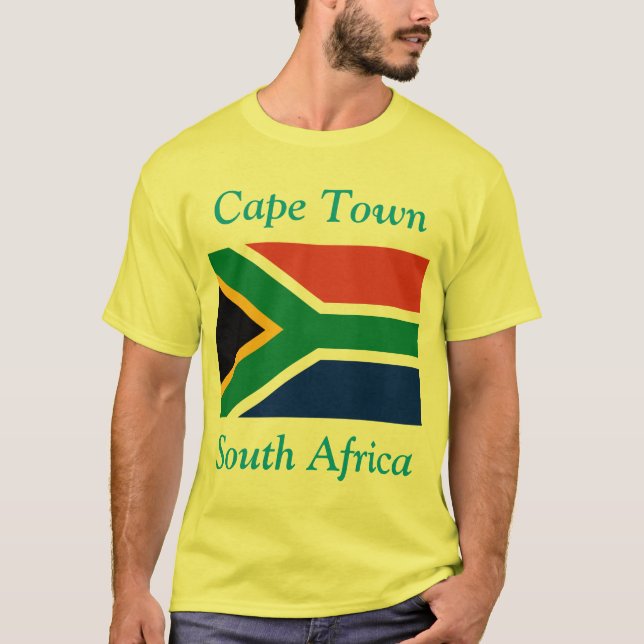 Camiseta Cape Town, África do Sul com sul - bandeira (Frente)