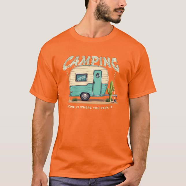 Camiseta Câper de Vintage e Cotação de Camping (Frente)