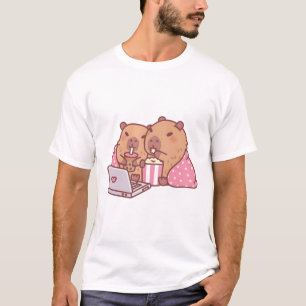 Camiseta Capíbaras Cutes A Refrigeração Junto Com Pipoca E