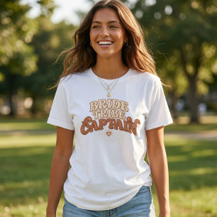 Camiseta Capitã da Tribo da Noiva Retro   Festa de Despedid