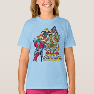 Camiseta Capitã Planeta e o logotipo do grupo Planeters
