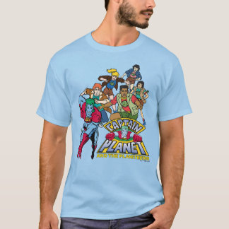 Camiseta Capitã Planeta e o logotipo do grupo Planeters