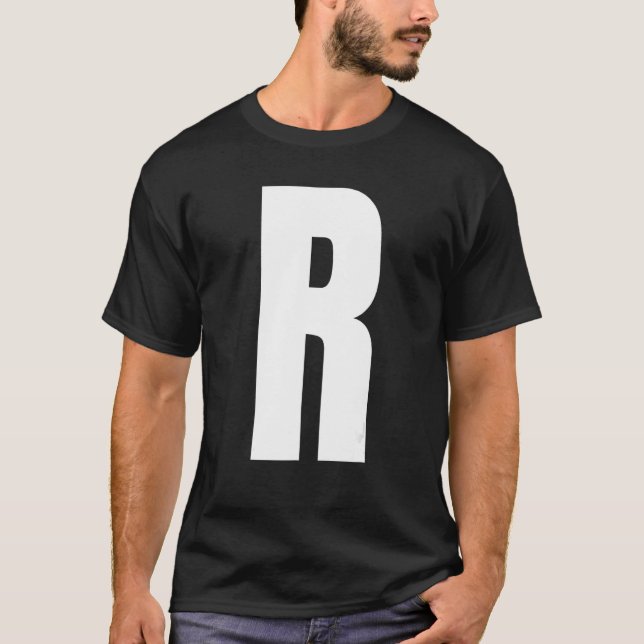 Camiseta Capital Letter R Monogram Anton Font Initial Alpha (Frente)