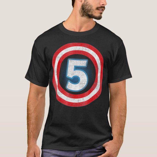 Camiseta Capitão 5 Anos Antigo 5 de Aniversário do Super He (Frente)