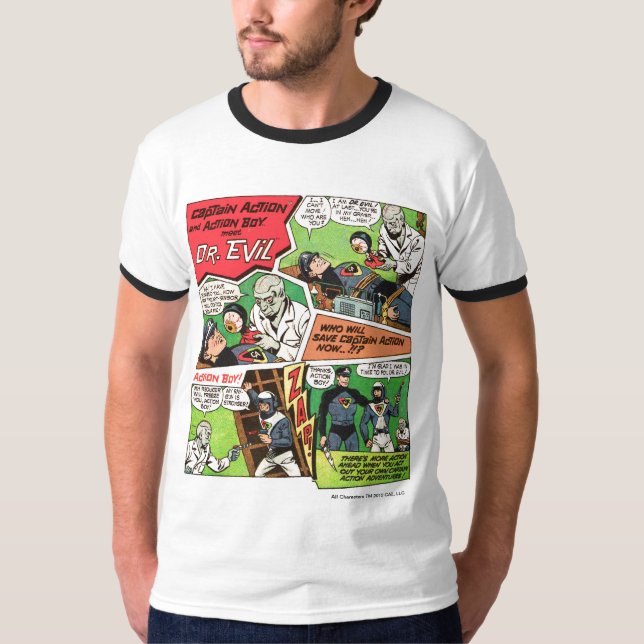 Camiseta Capitão Ação Clássico Anúncio T (Frente)