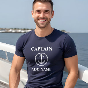 Camiseta Capitão Adição Nome da âncora de mar ou azuis