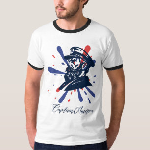 Camiseta Capitão América T-Shirt Design com bandeira americ