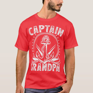 Camiseta Capitão Avô Pontoon Boat Lake Sailor Pescar B