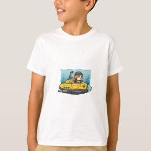 Camiseta Capitão Beagle Cachorro Submarino Amarelo Crianças