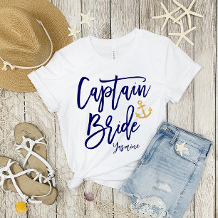 Camiseta Capitão Bride   Caligrafia Azul Moderna