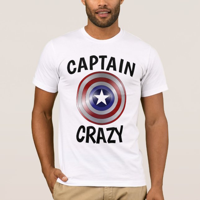 Camiseta CAPITÃO CRAZY, T-shirts masculinas engraçadas (Frente)