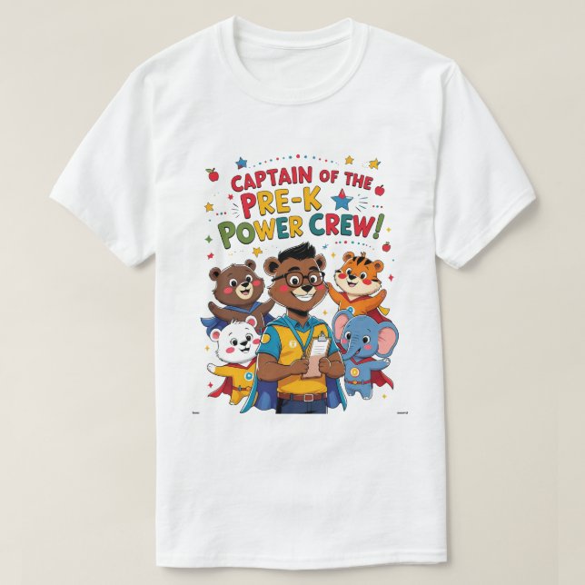 Camiseta Capitão da Equipe de Poder Pré-Escolar (Frente do Design)