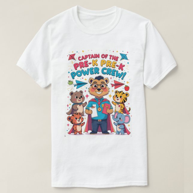 Camiseta Capitão da Equipe de Poder Pré-Escolar (Frente do Design)