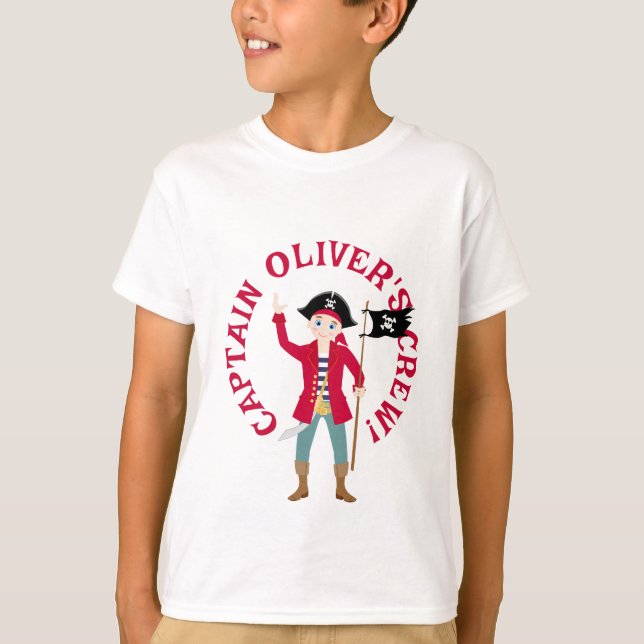 Camiseta Capitão da Festa de aniversário do navio pirata (Frente)