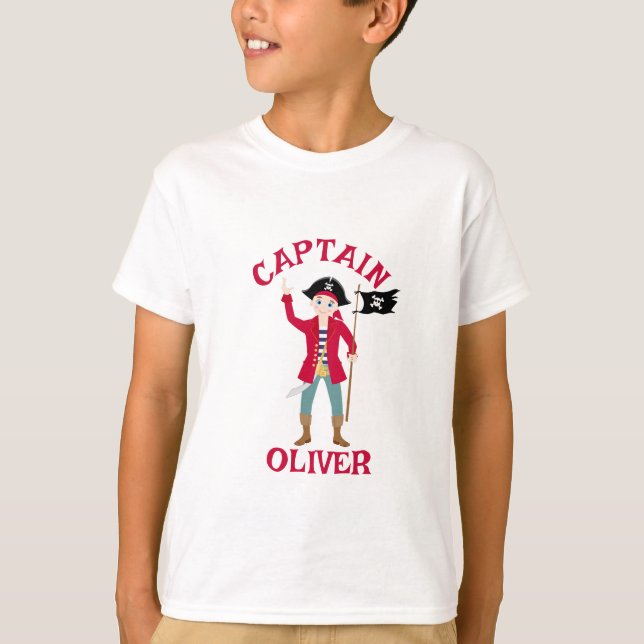 Camiseta Capitão da Festa de aniversário do navio pirata (Frente)